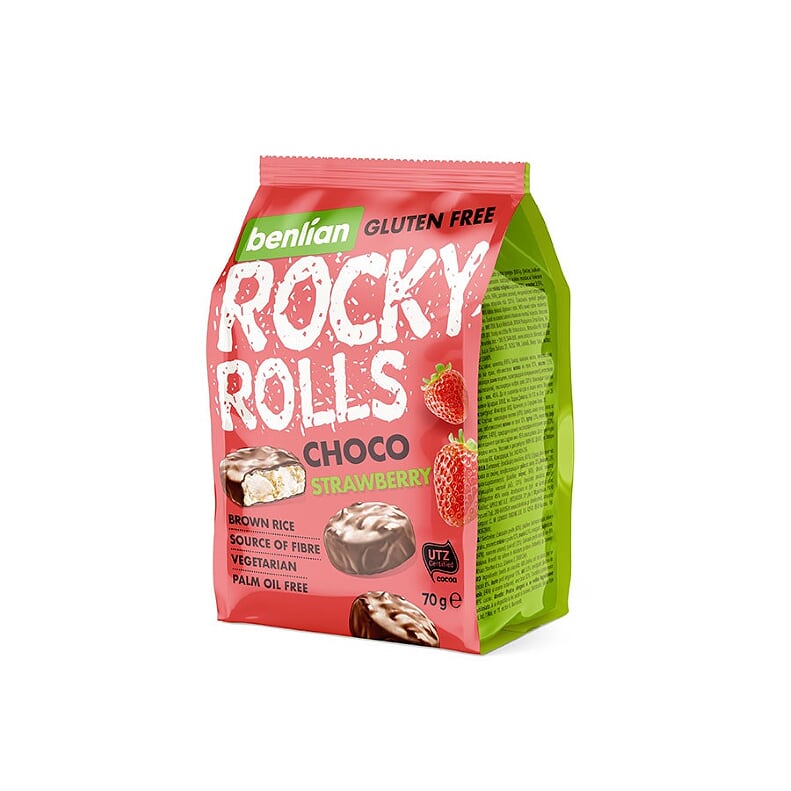 Rocky Rolls Strawberry (8x70g/dėž)